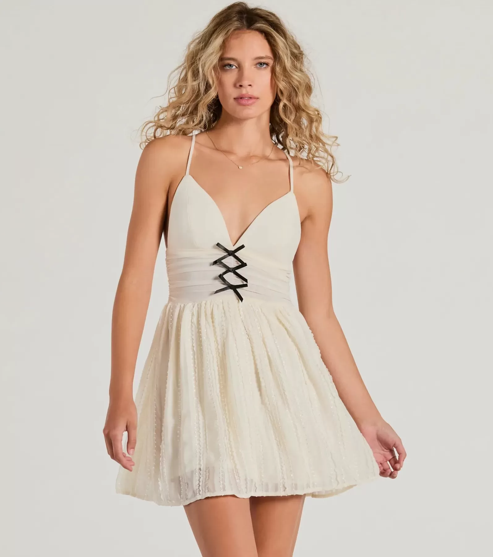 Windsor Skater Dresses | Sundresses*All About Her V-Neck Bow Lace Skater Dress