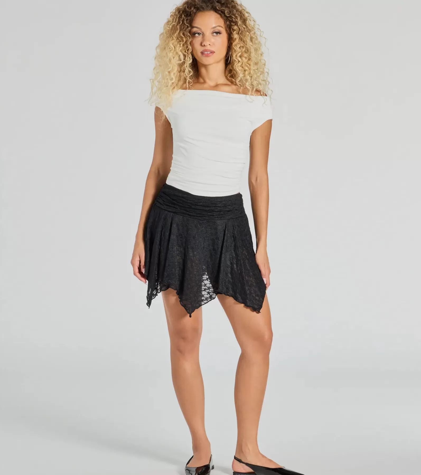 Windsor Black Skirts | Shorts*Boho-Chic Lace Hanky Hem Mini Skort