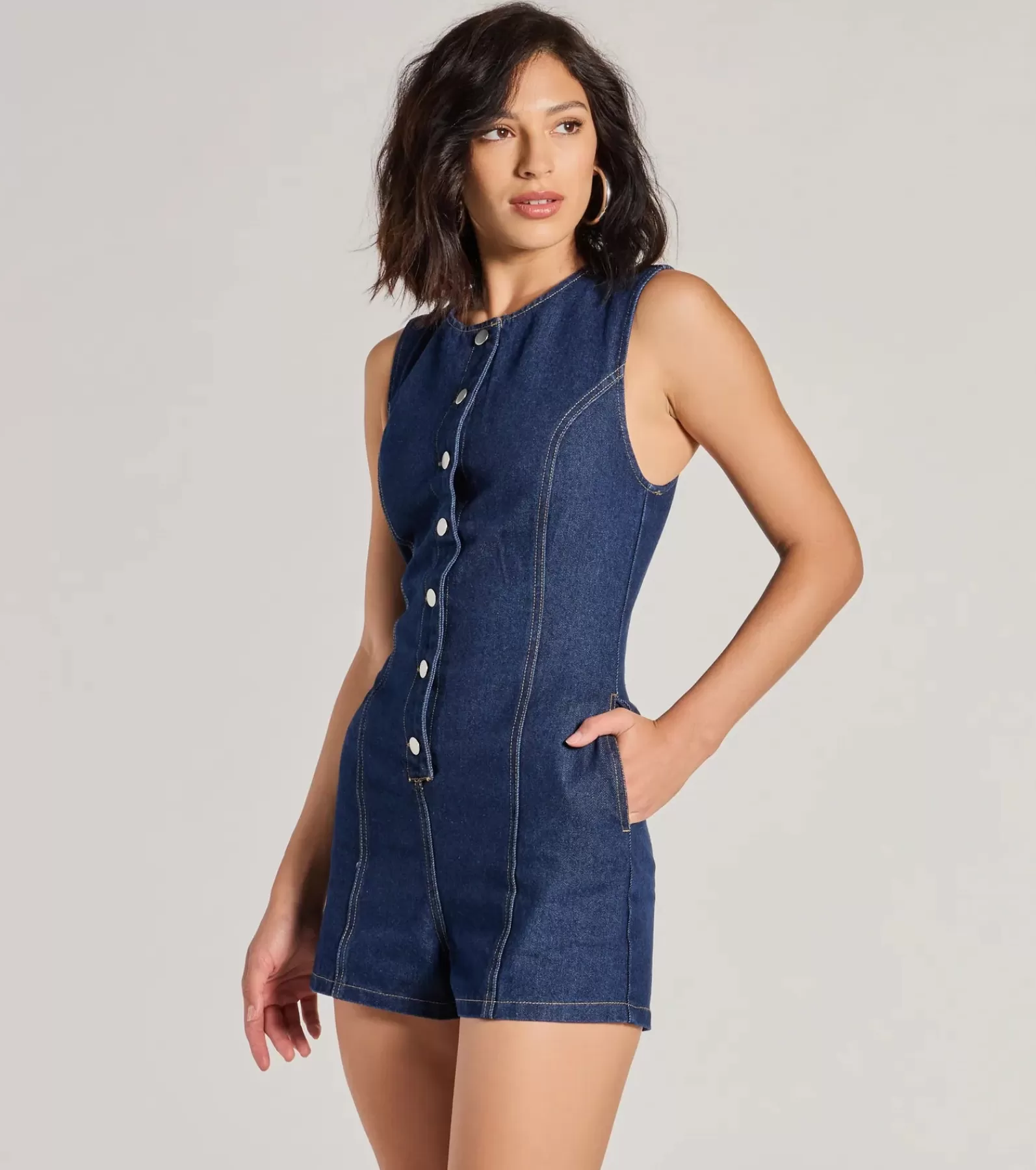 Windsor All Jumpsuits & Rompers | Jean Shorts*Casual Cool Button Down Denim Romper