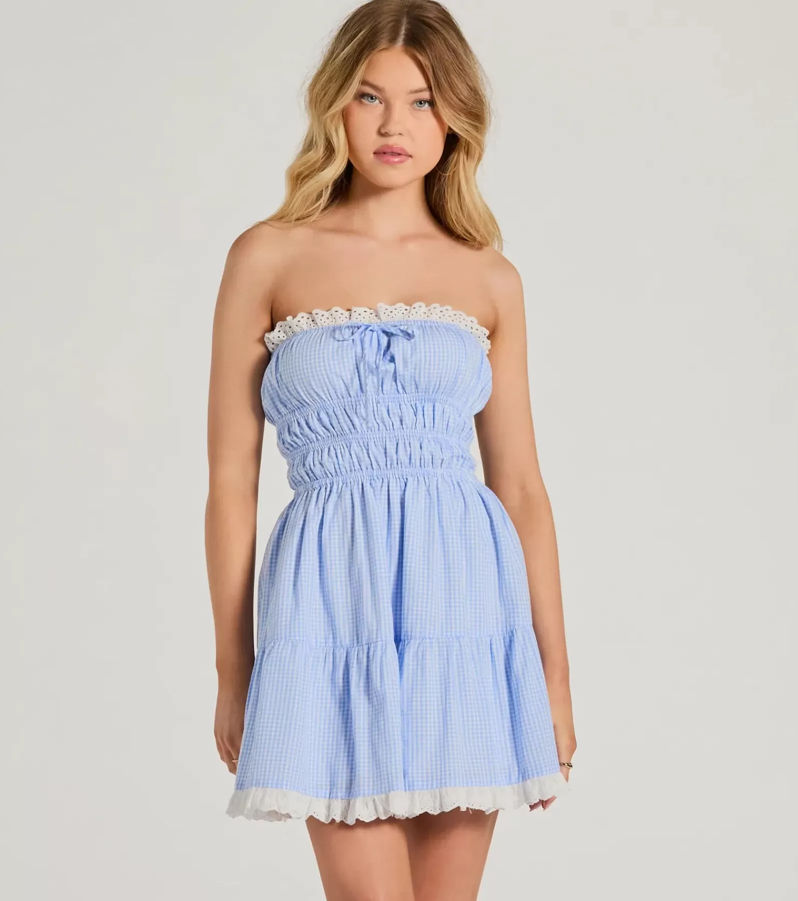 Windsor Skater Dresses | Sundresses*Cheerful Cutie Strapless Gingham Skater Dress