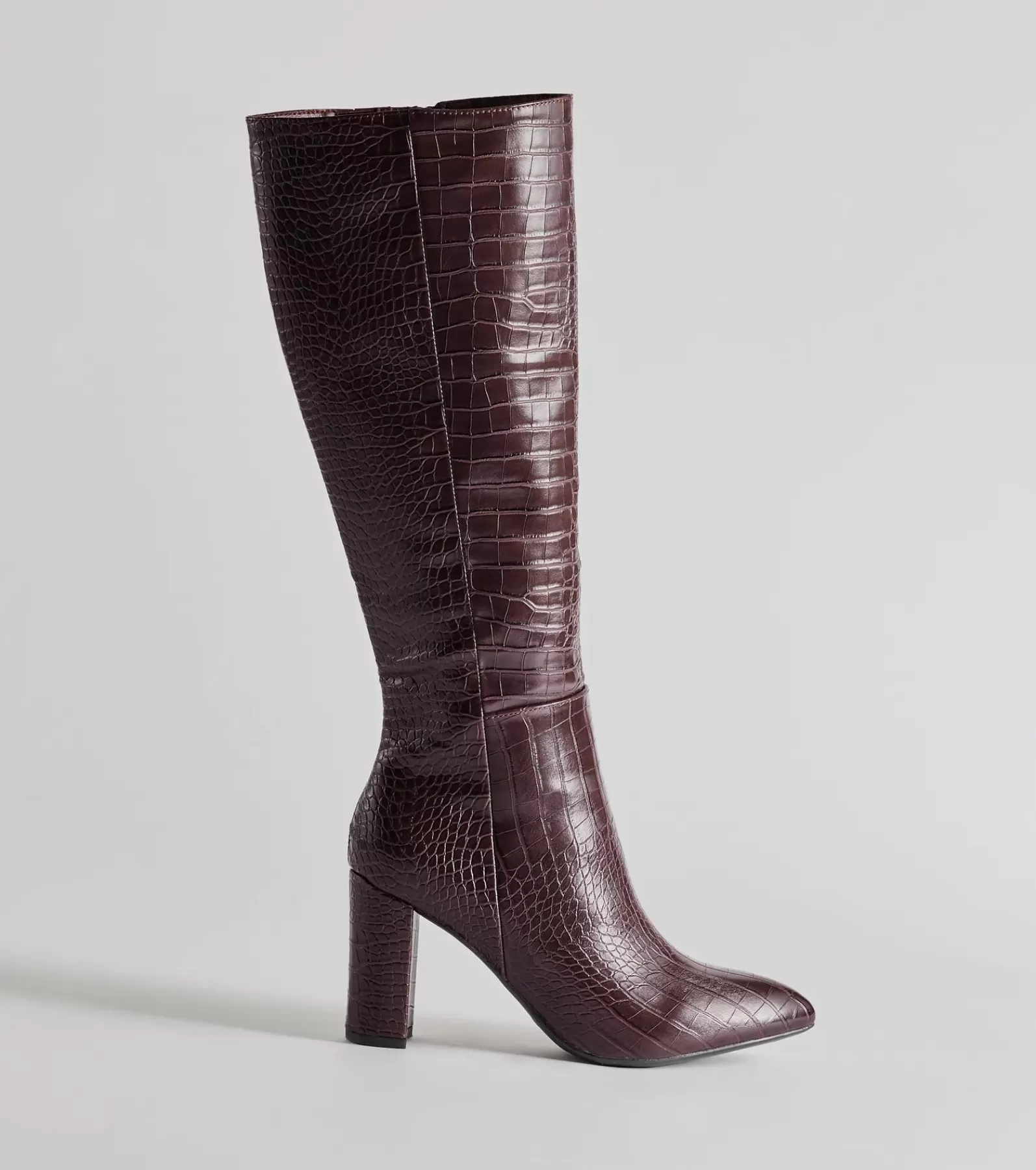 Windsor Knee High Boots | Boots & Booties*Chic Moment Faux Leather Croc-Embossed Under The Knee Boots