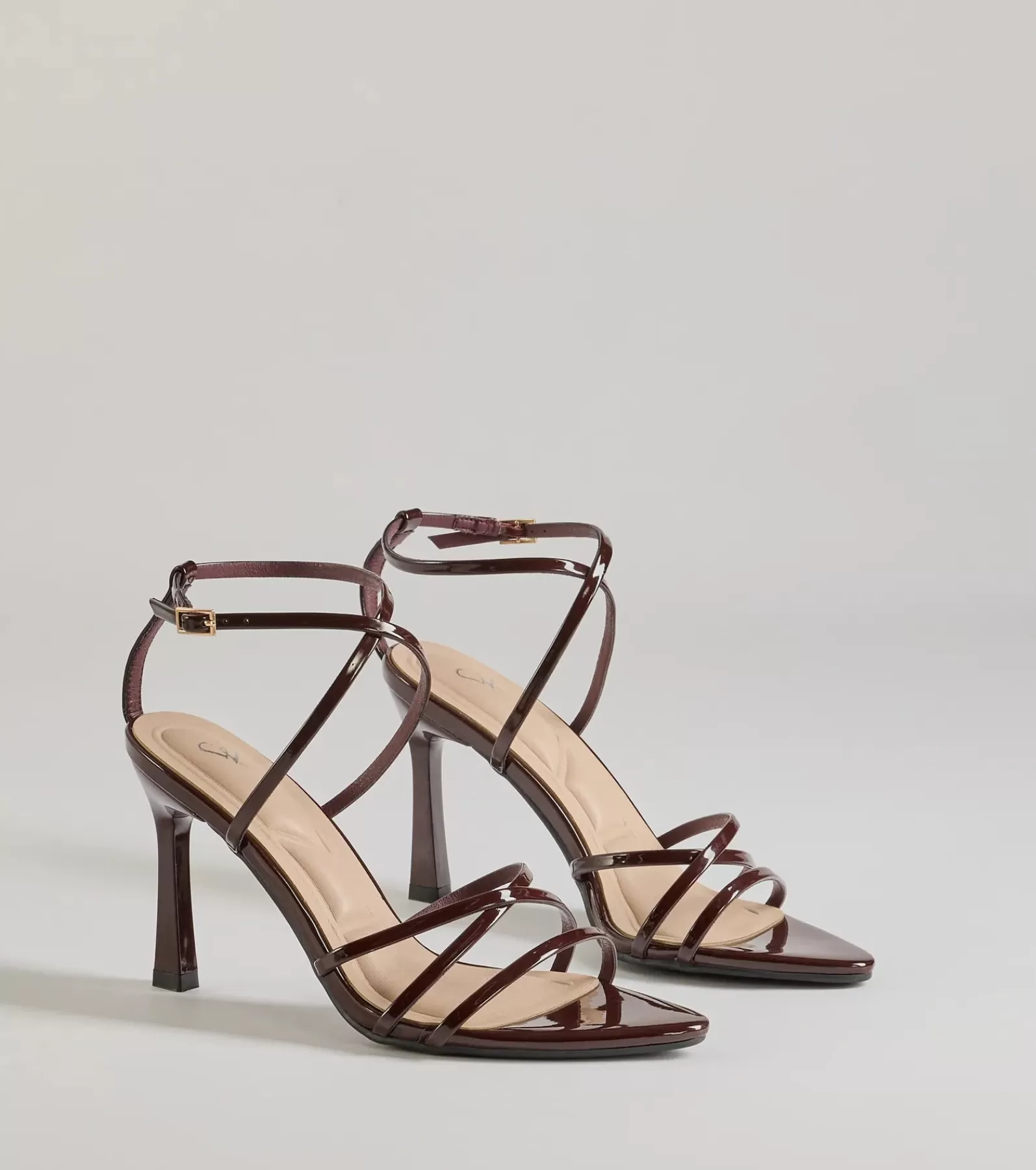 Windsor Stilettos | Sandals*Chic Patent Faux Leather Strappy Stiletto Heels