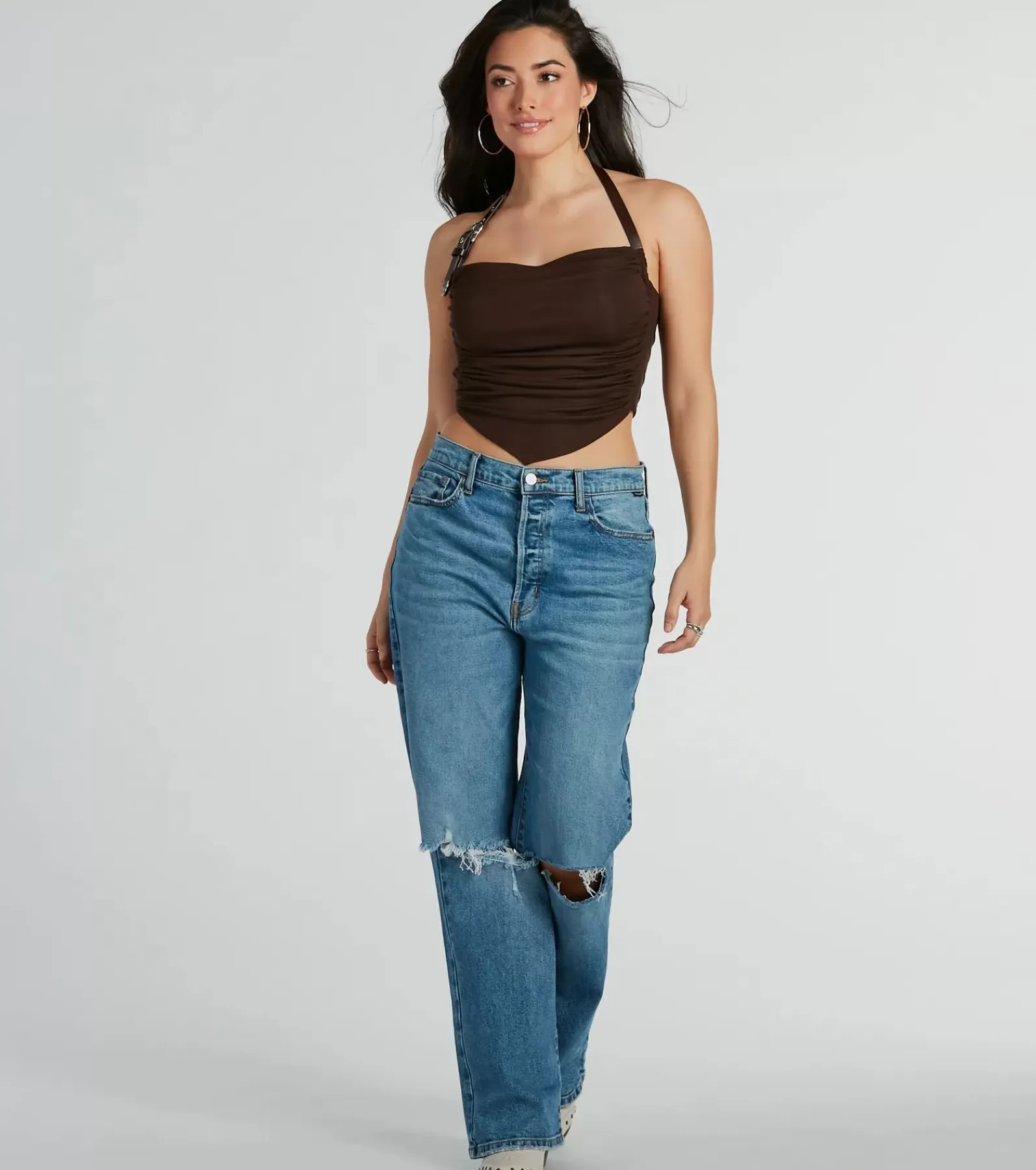 Windsor Going-Out Tops | Crop Tops*Country Feels Belted Halter Crop Top