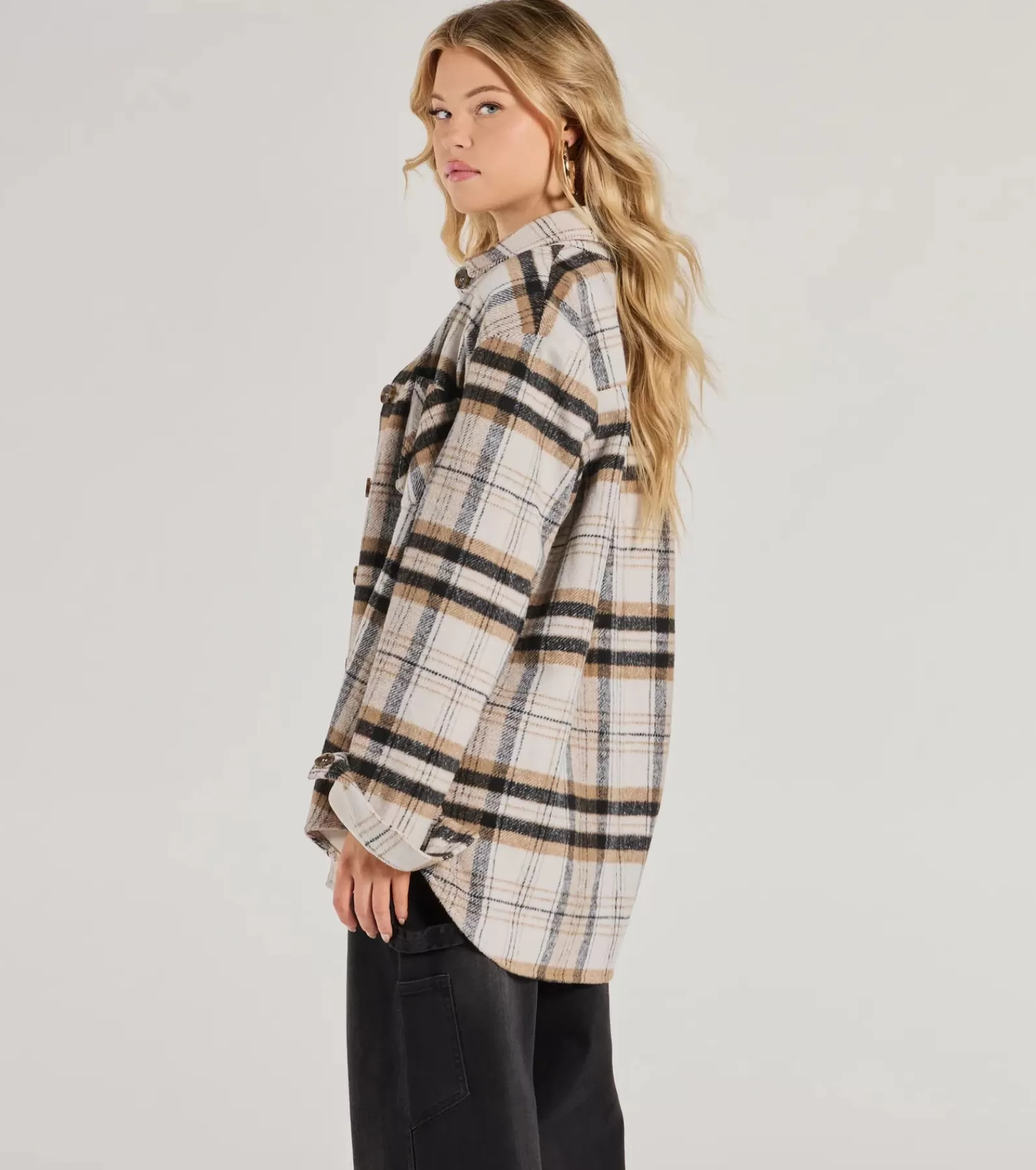 Windsor Shackets*Cozy Layer Plaid Woven Shacket