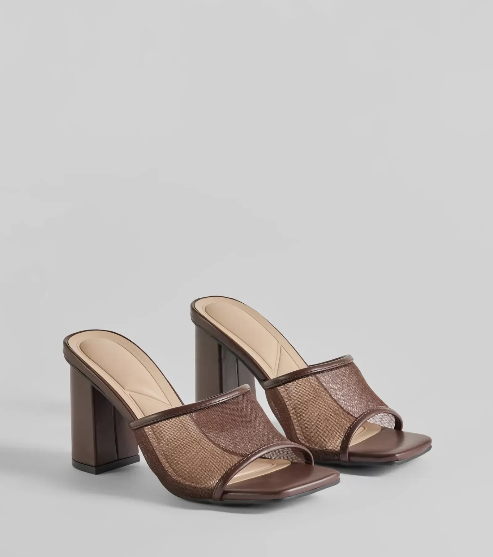 Windsor High Heels | Sandals*Desk To Dates Mesh Faux Leather Block Heels