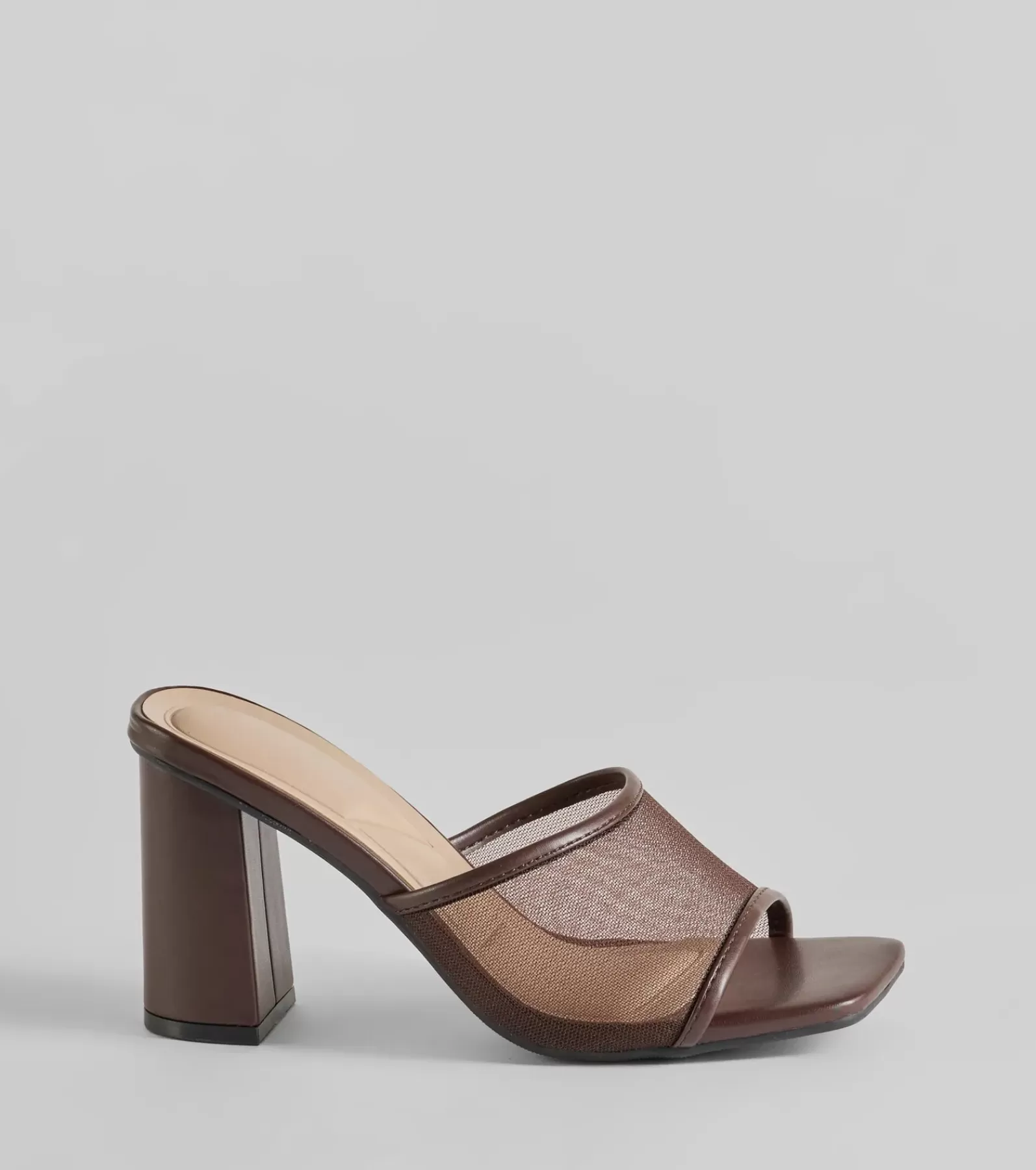 Windsor High Heels | Sandals*Desk To Dates Mesh Faux Leather Block Heels