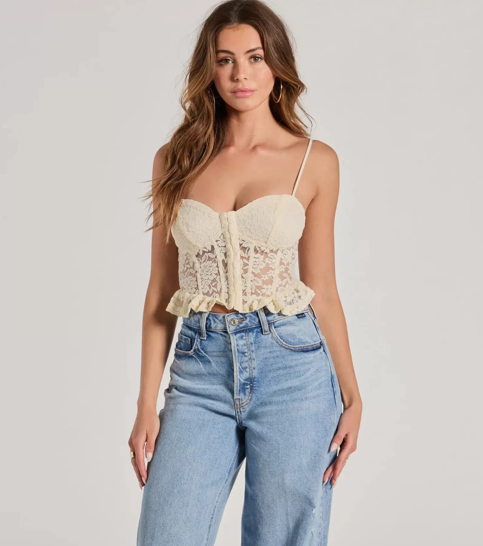 Windsor Corset & Bustier Tops | Crop Tops*Dream Romance Sweetheart Floral Lace Peplum Top