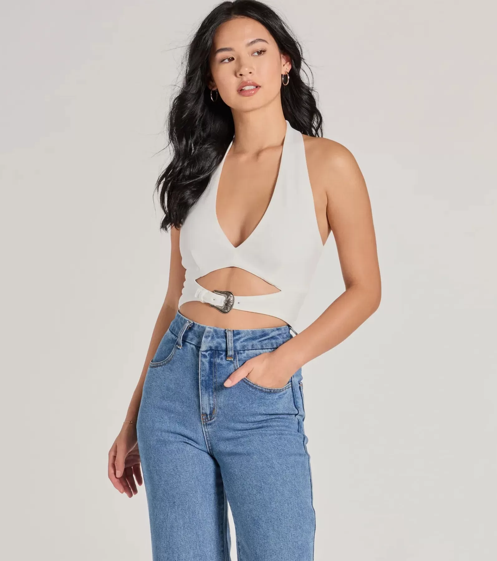 Windsor Going-Out Tops | Crop Tops*Edgy Vibe Buckle Detail Halter Crop Top