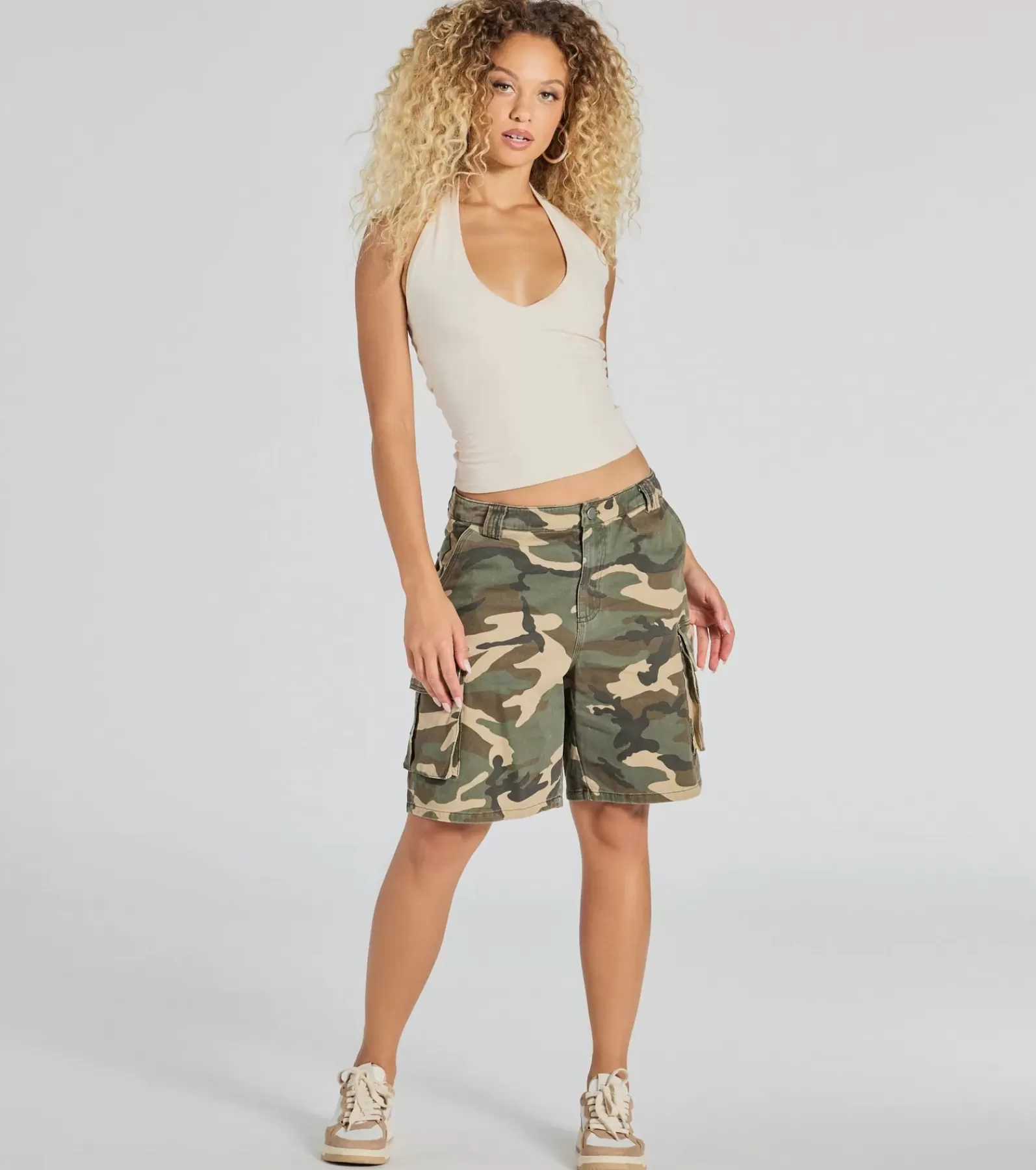 Windsor Shorts | Cargo Pants*Effortlessly Cool Mid-Rise Camo Cargo Shorts