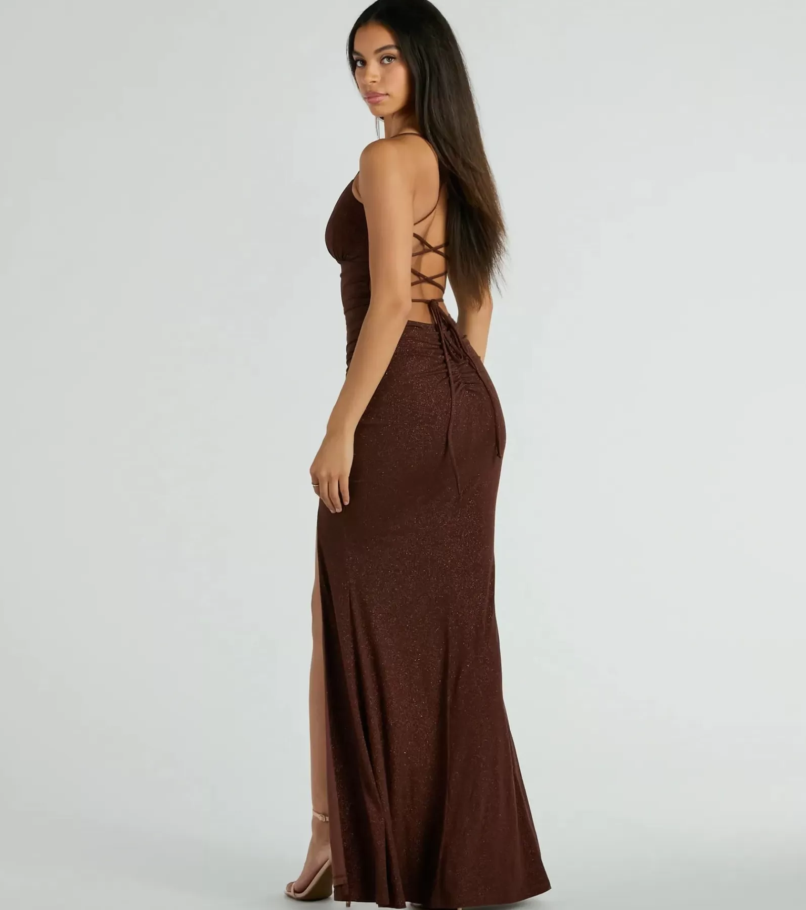 Windsor Long Dresses | Formal Dresses*Eliana Lace-Up Mermaid Glitter Knit Formal Dress