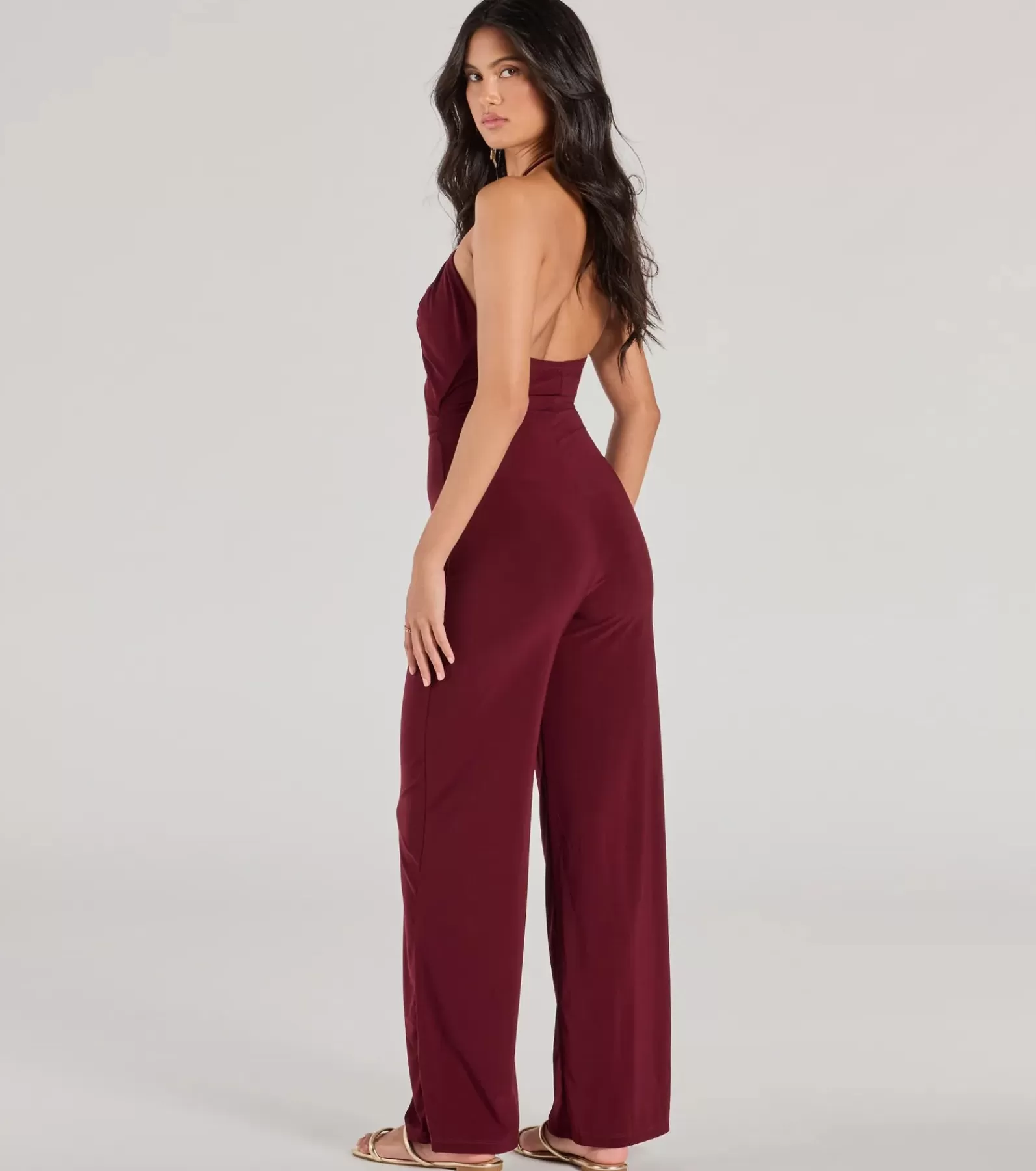 Windsor All Jumpsuits & Rompers | Flare Pants*Enticing Sass Halter Cutout Wide-Leg Jumpsuit