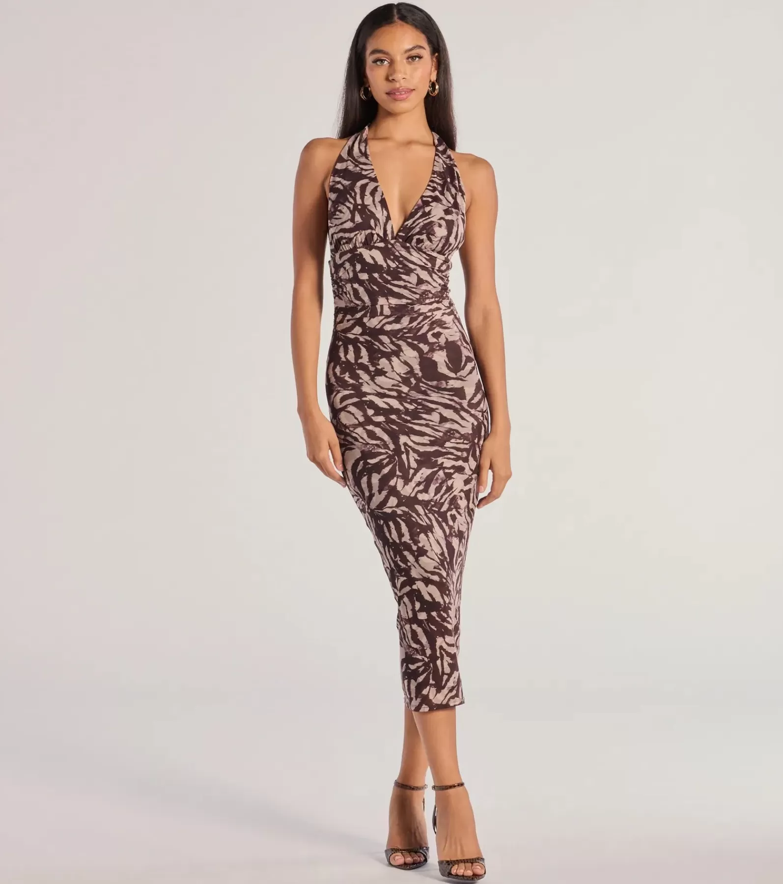 Windsor Midi Dresses | Bodycon Dresses*Fierce Style Zebra Print Mesh Halter Midi Dress