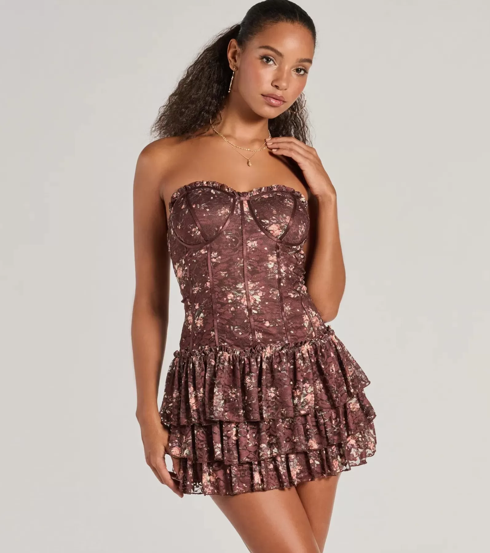 Windsor Corset Dresses | Party Dresses*Flirty Fleur Strapless Floral Lace Mini Dress