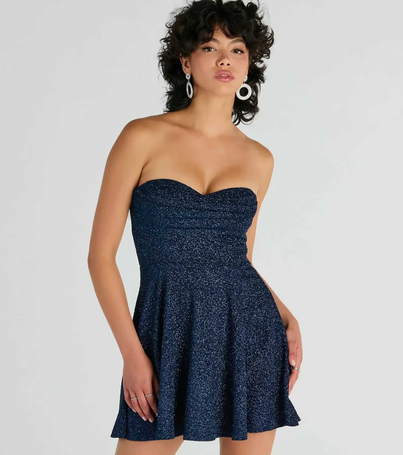 Windsor Skater Dresses*Got Ya Shimmering Strapless Glitter Skater Dress