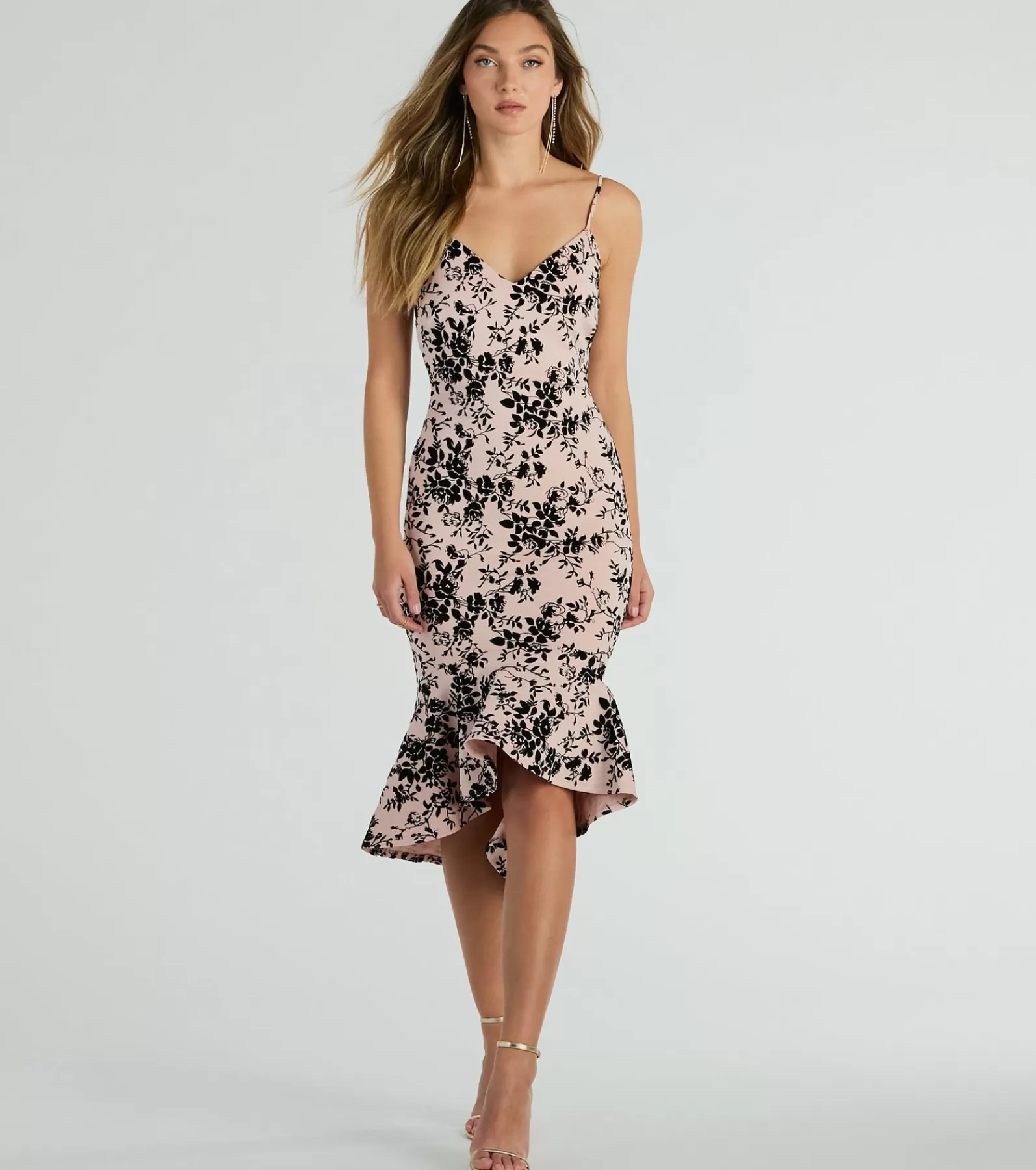 Windsor Bridal Shower | Country Wedding Guest Dresses*In The Garden Floral Velvet Midi Dress