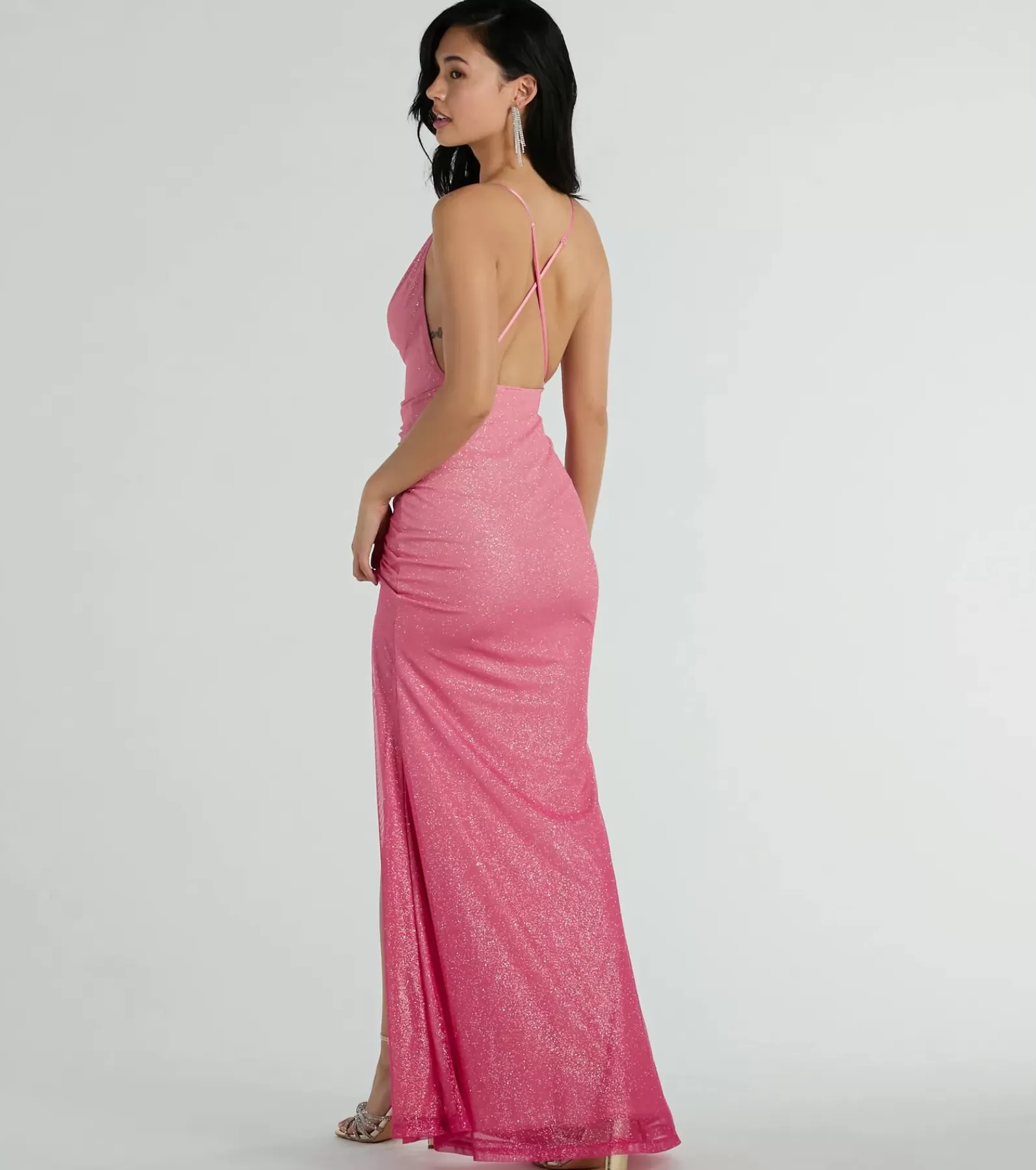 Windsor Pink Bridesmaid Dresses*Kate Strappy Back Ombre Glitter Formal Dress