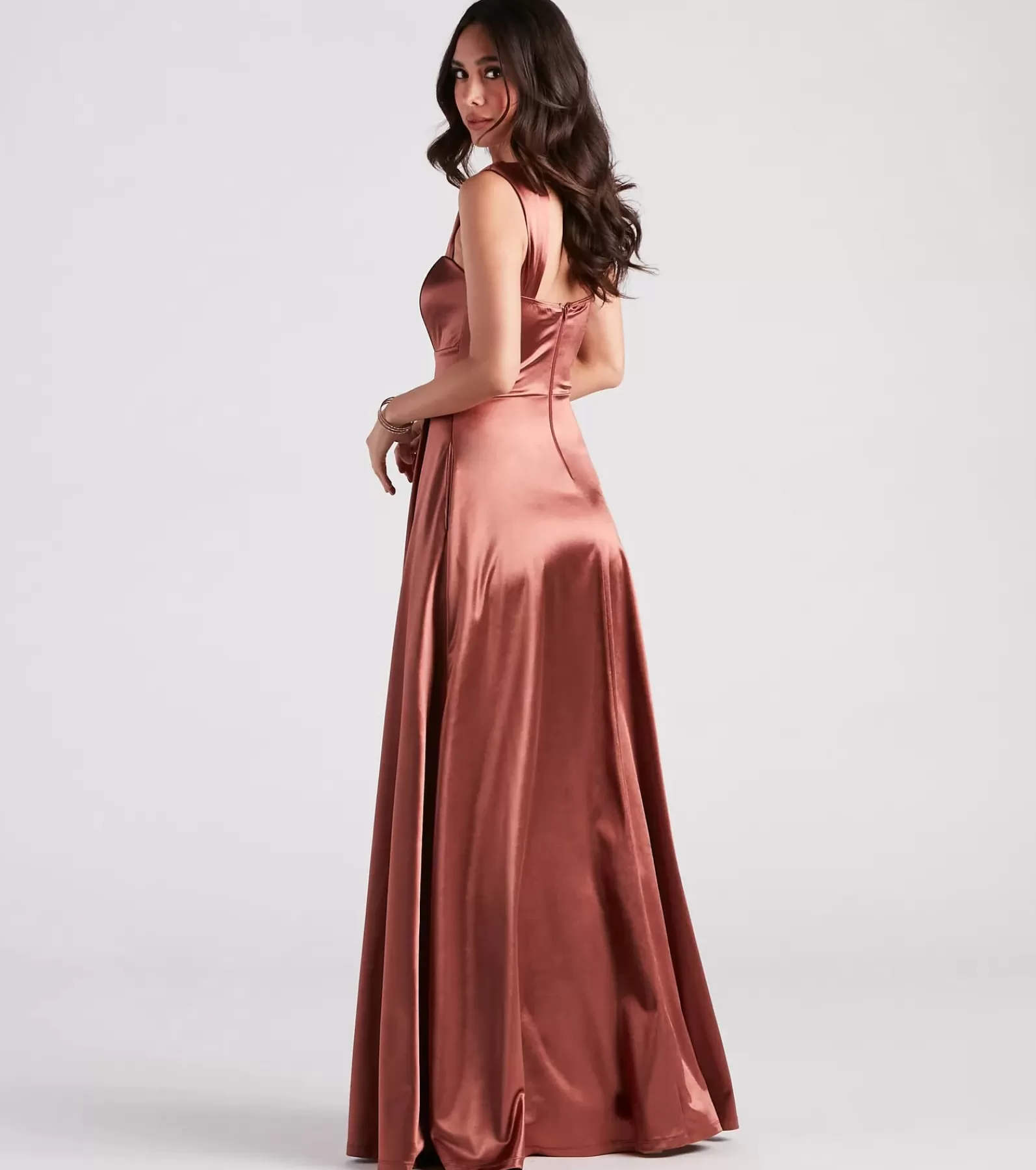 Windsor Satin Bridesmaid Dresses | Black Tie Wedding Guest Dresses*Lisa Satin High Slit A-Line Formal Dress