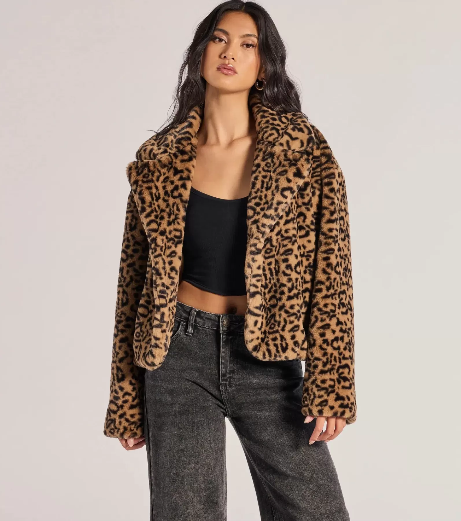 Windsor Coats*Luxe Glam Leopard Print Faux Fur Jacket