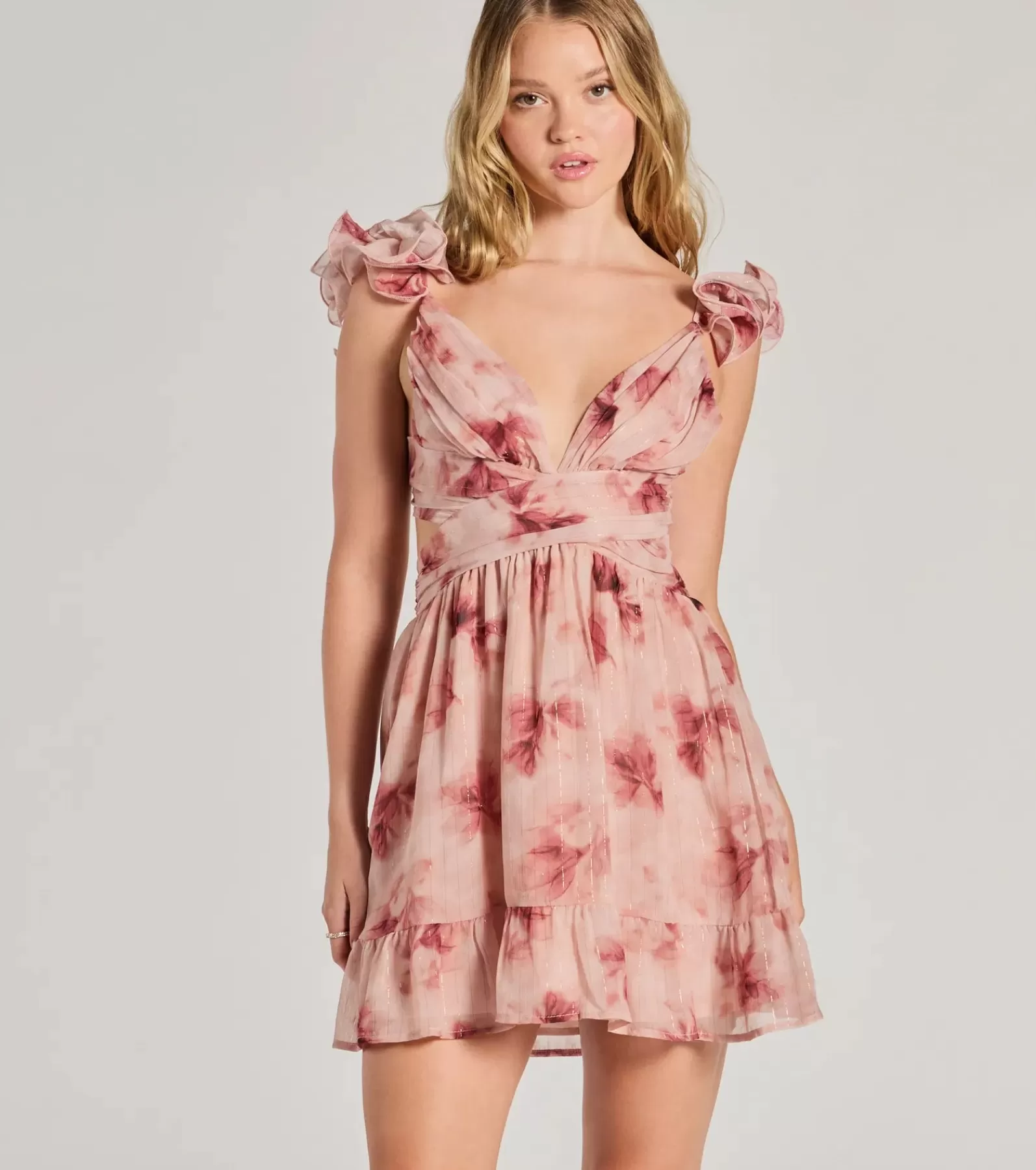 Windsor Honeymoon | Bridal Shower*Marvelous Darling Lace-Up Floral Chiffon Dress