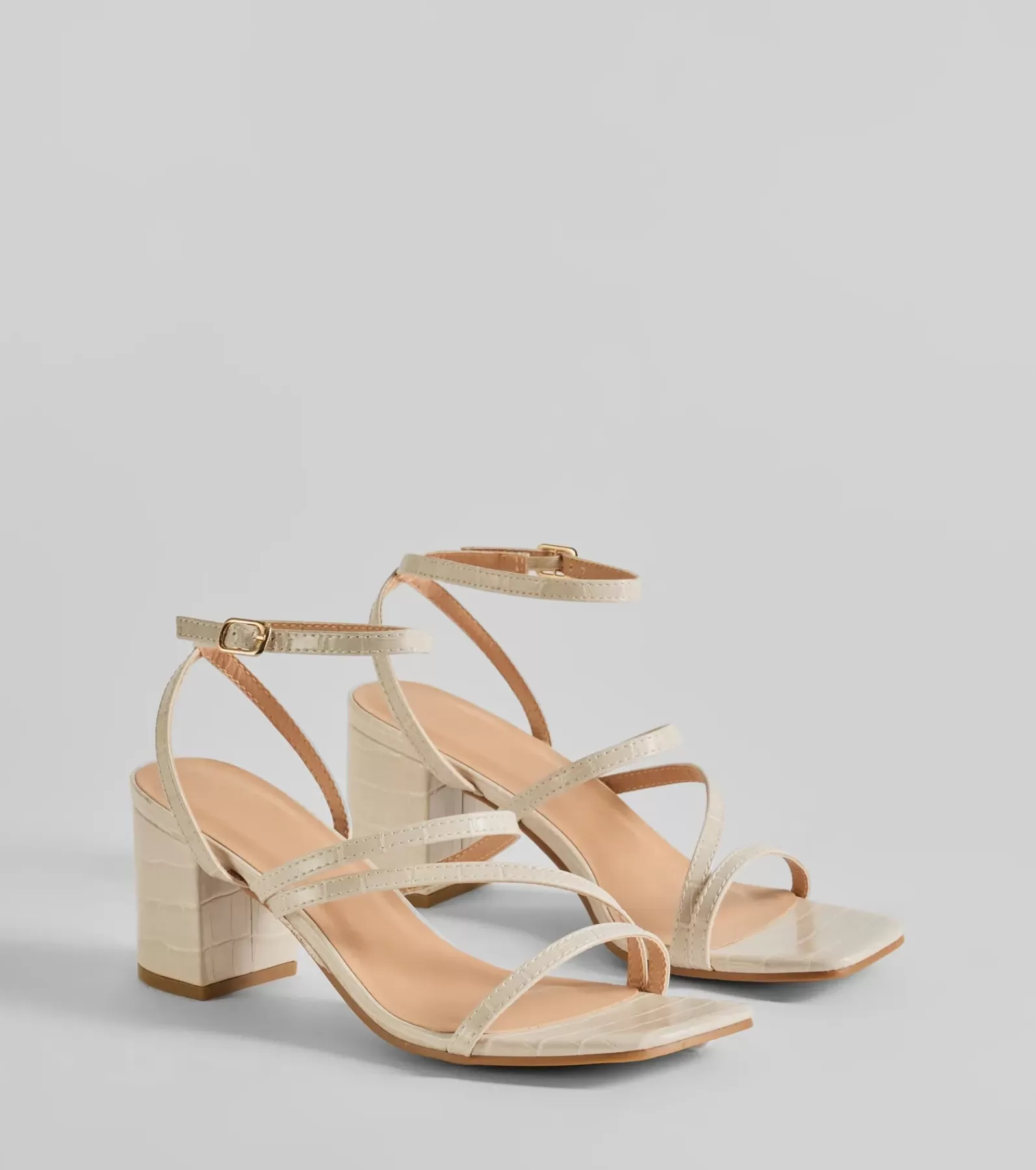 Windsor Heels*Quite Like You Strappy Faux Leather Block Heels