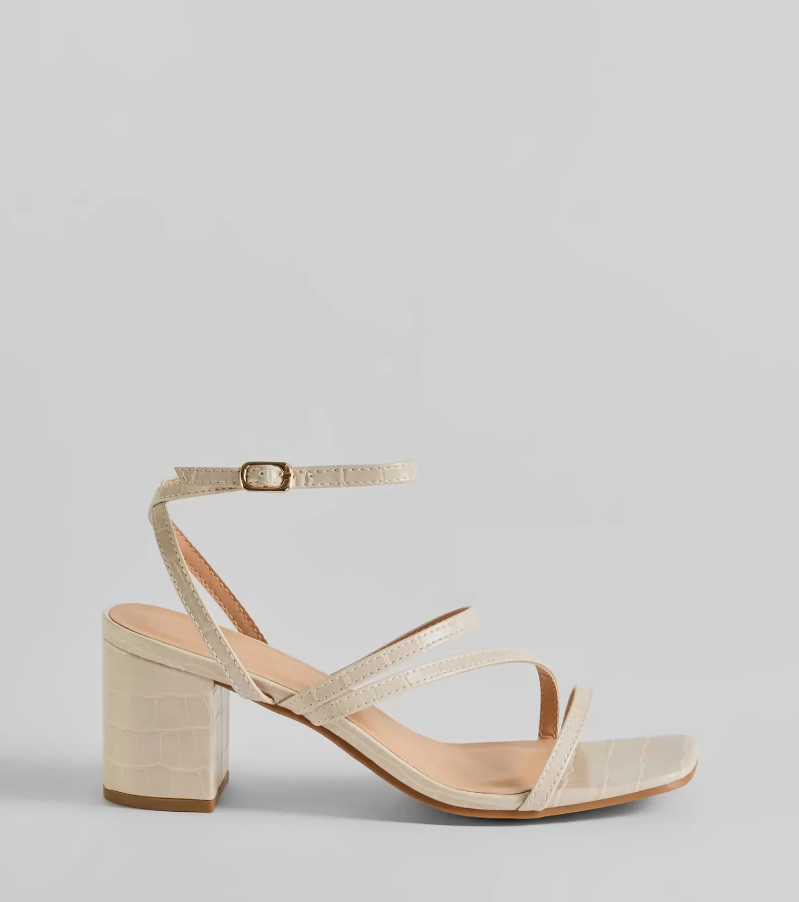 Windsor Heels*Quite Like You Strappy Faux Leather Block Heels