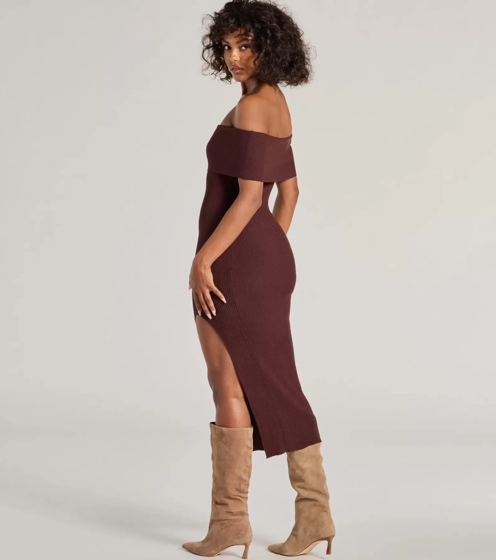 Windsor Midi Dresses | Casual Dresses*Raise The Bar Ribbed Knit High Slit Midi Dress