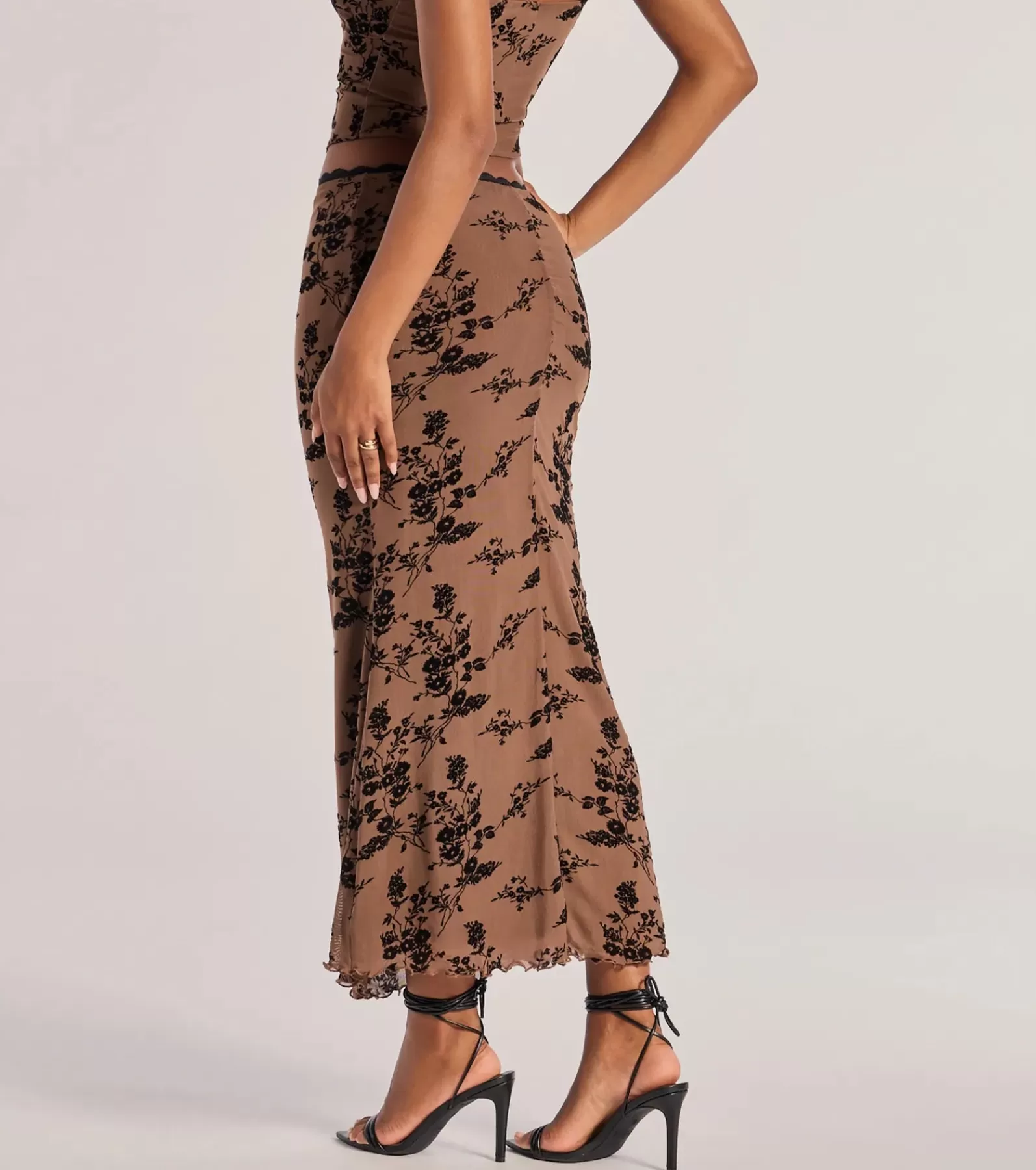 Windsor All Matching Sets | Skirts & Skorts*Romantic Aura Flocked Floral Mesh Maxi Skirt