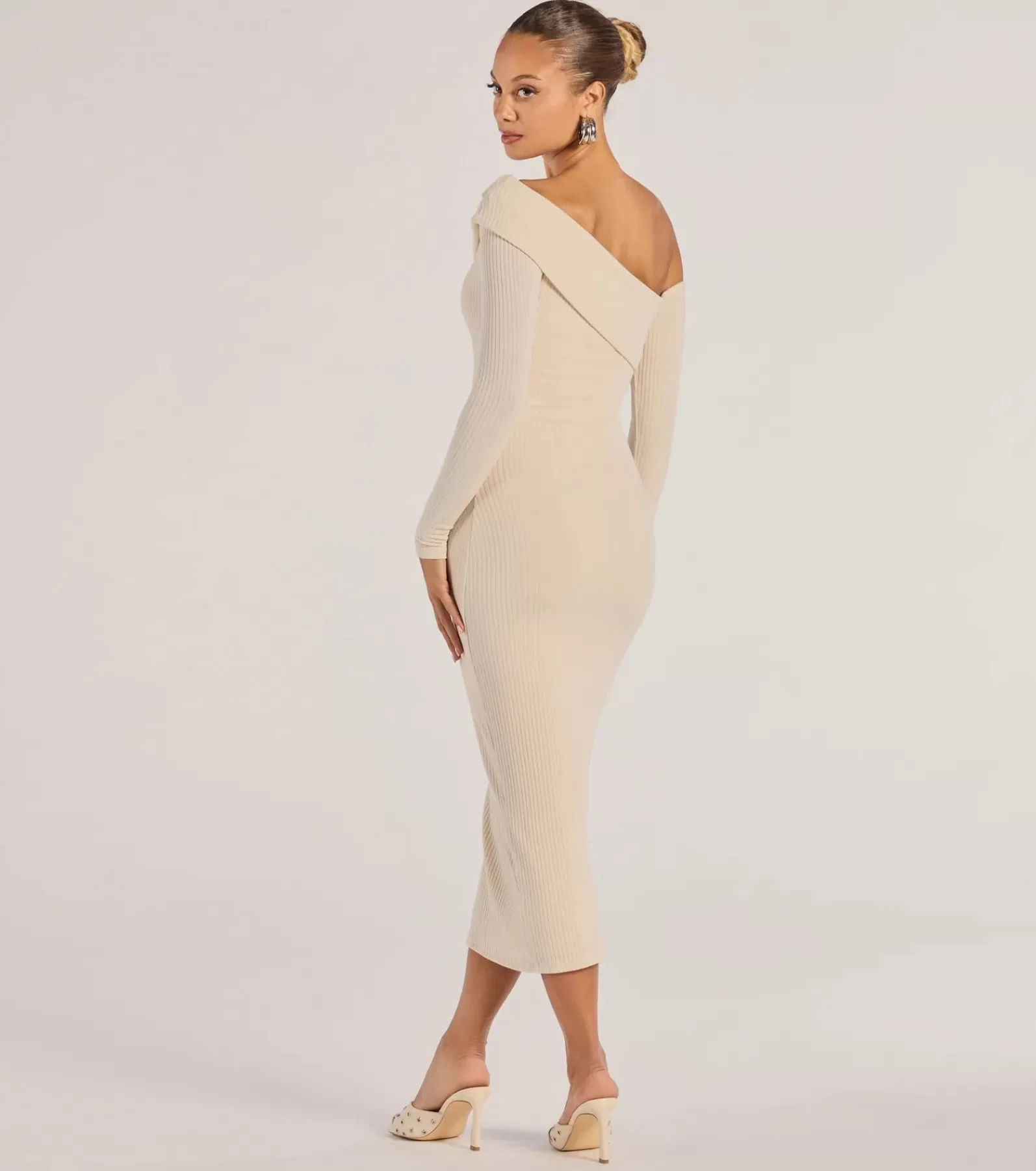 Windsor Midi Dresses | Casual Dresses*Sharp Lines Asymmetrical Long Sleeve Midi Dress