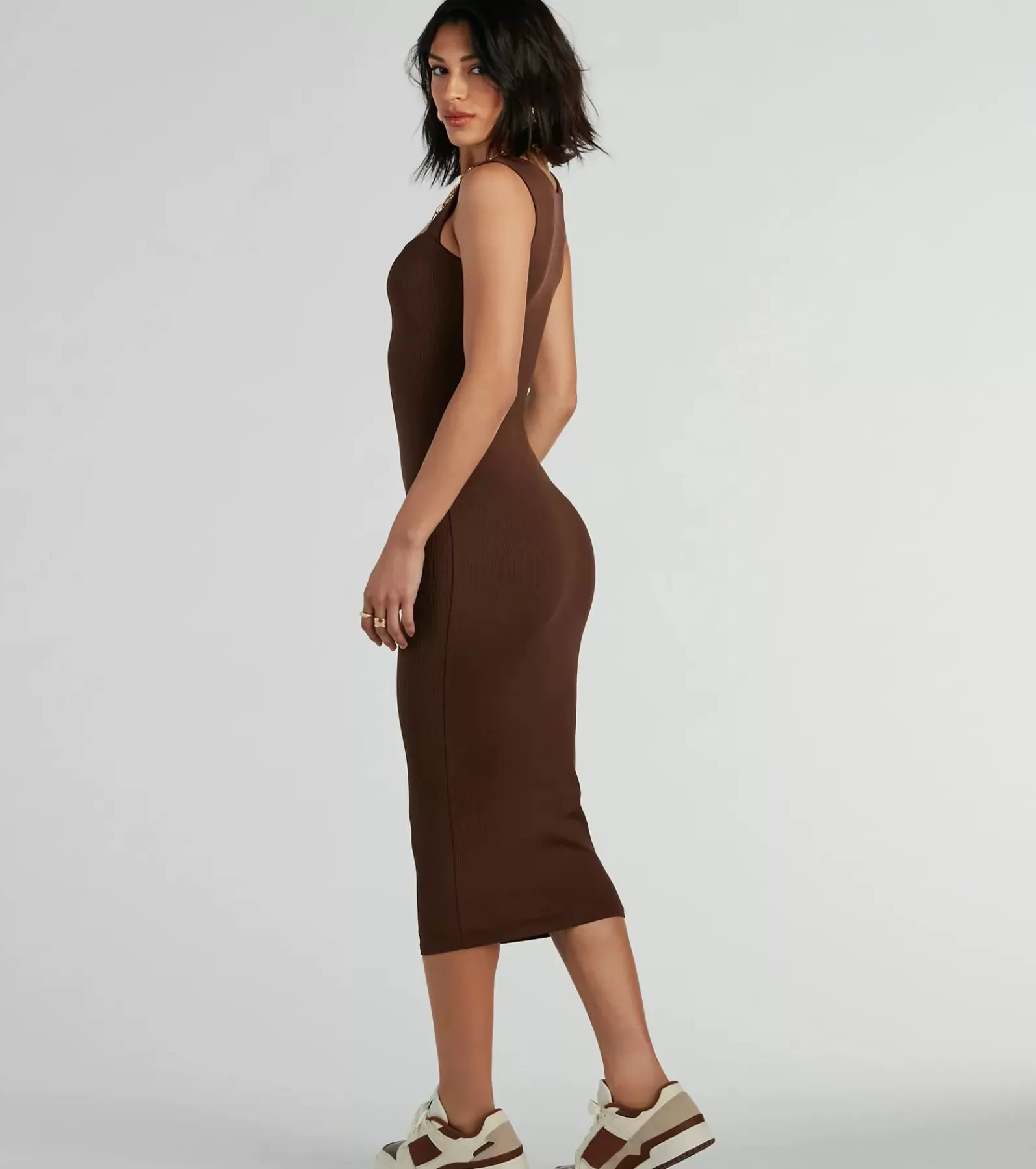 Windsor Midi Dresses | Bodycon Dresses*Smooth Silhouette Square Neck Tank Midi Dress