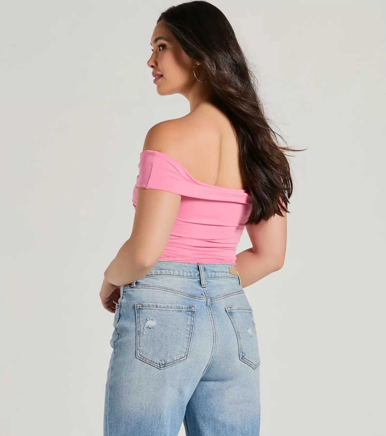 Windsor Off The Shoulder Tops | Short Sleeve Tops*Trendy Twist-Front Off-The-Shoulder Crop Top