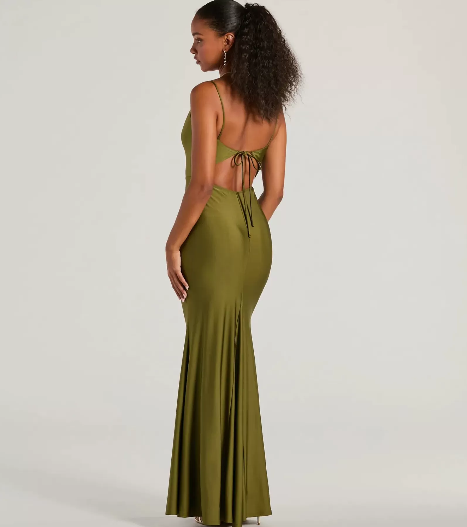 Windsor Green Bridesmaid Dresses | Long Dresses*Virginia Cowl Neck Tie-Back Mermaid Formal Dress