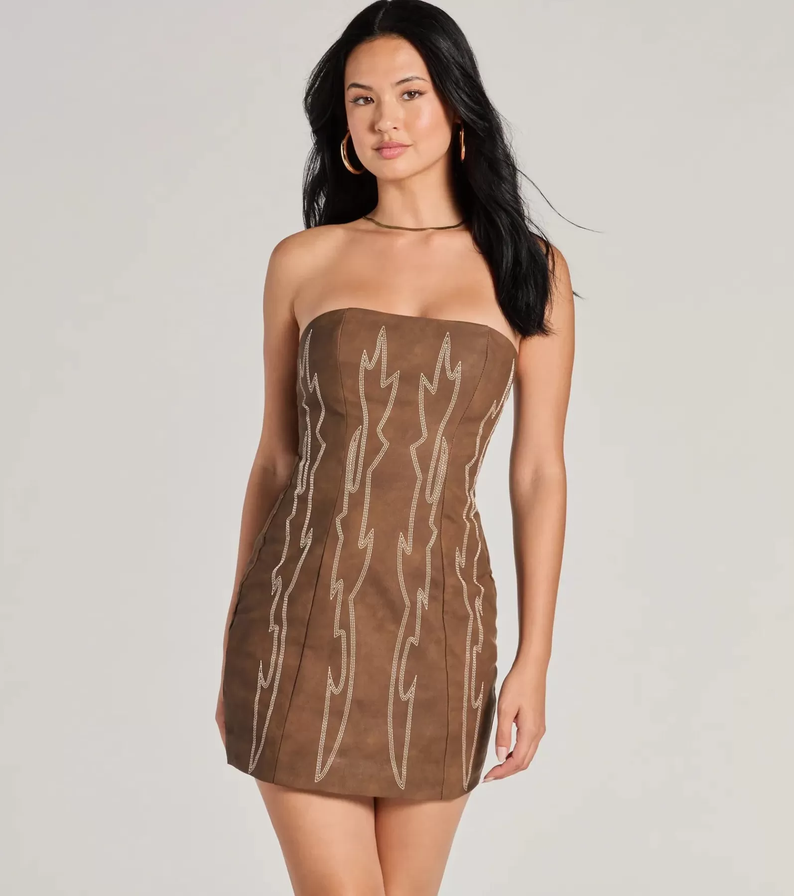 Windsor Club Dresses*Western Baddie Strapless Lace-Up Mini Dress