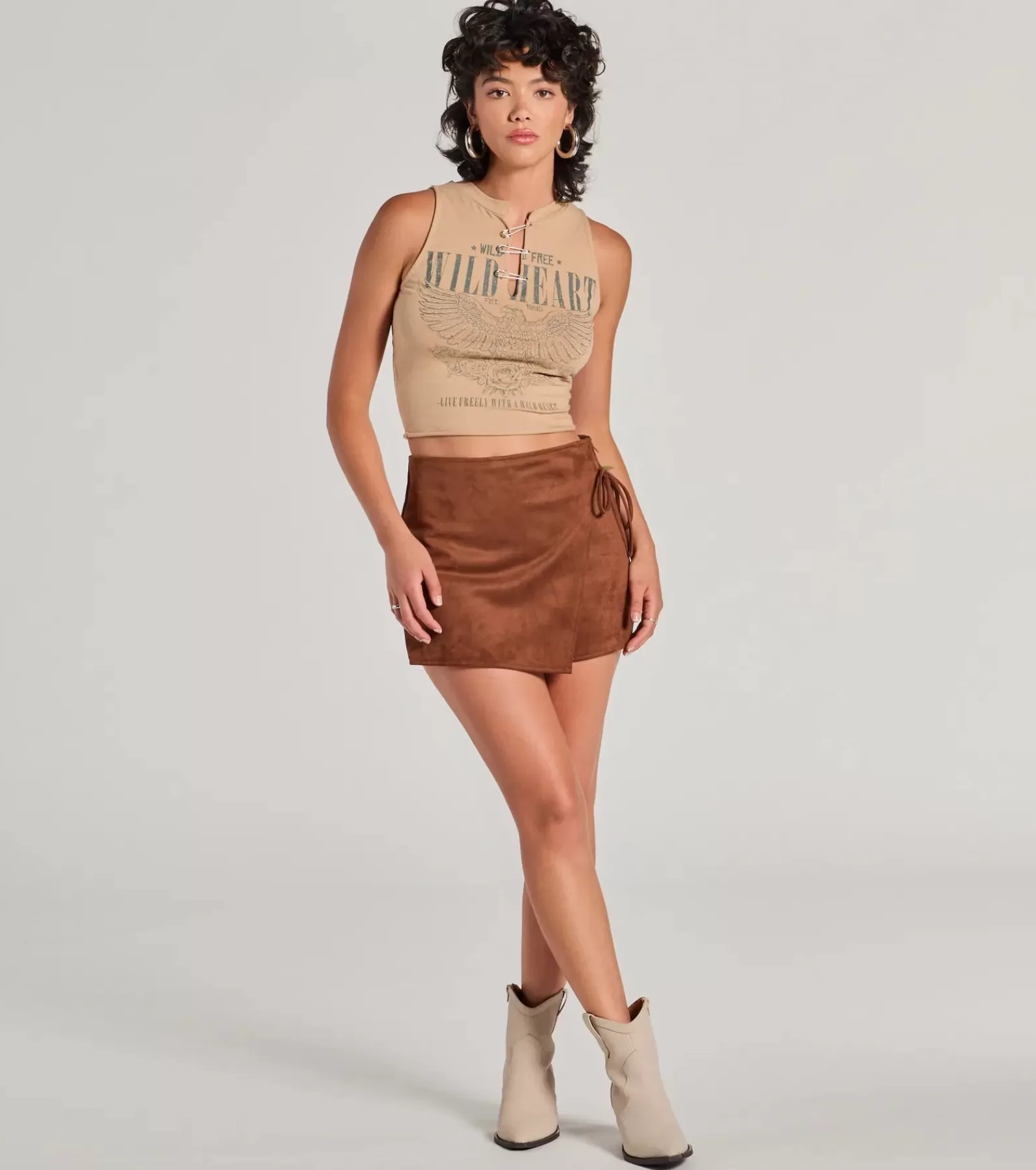 Windsor Faux Leather & Suede Bottoms | Shorts*Wrap It Up High-Rise Faux Suede Mini Skort