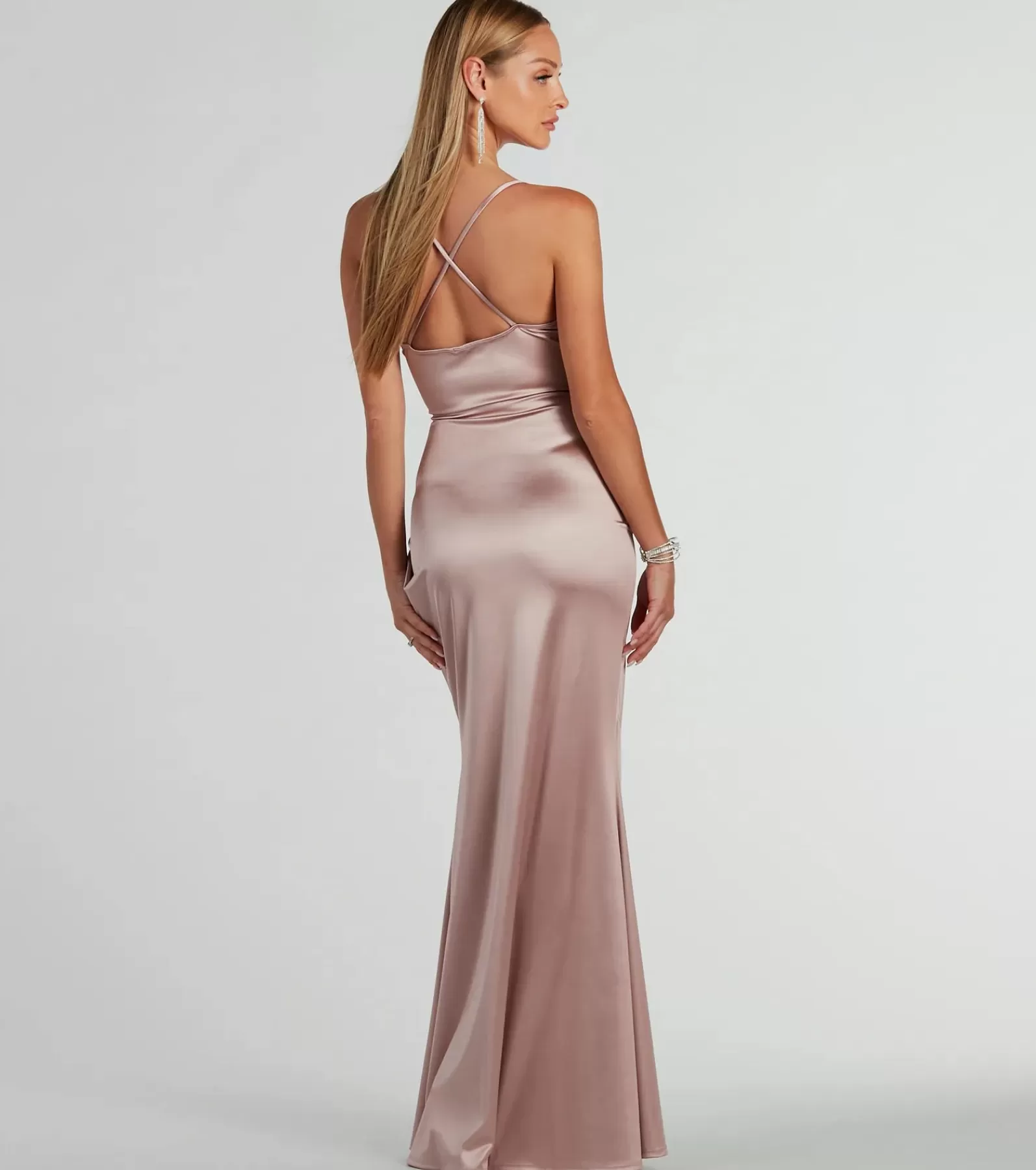 Windsor Satin Bridesmaid Dresses | Pink Bridesmaid Dresses*Zosia V-Neck Mermaid Satin Formal Dress